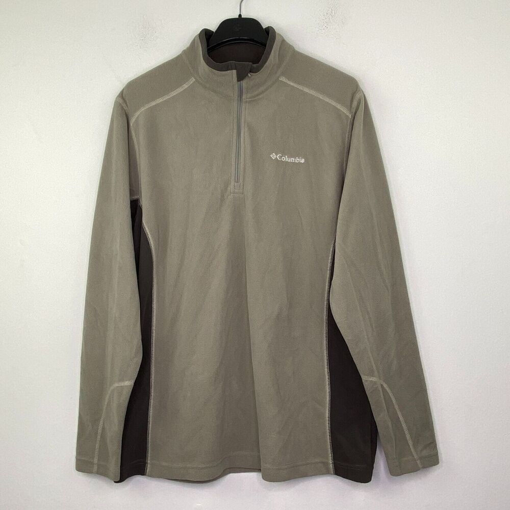 Columbia Men's Medium Jacket Gray Fleece Track Athletic 1/4 Zip Sportswear BE8